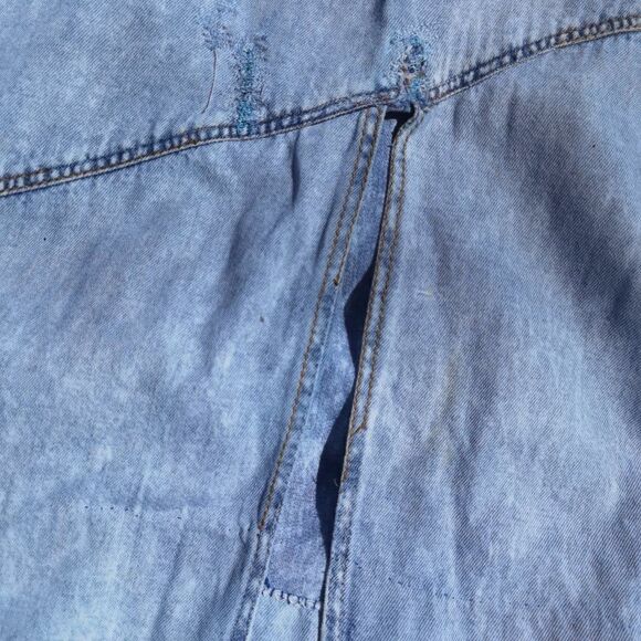 80s Super Soft Denim Maxi Dress Shoulder Pads 90s Vintage - Picture 3 of 6